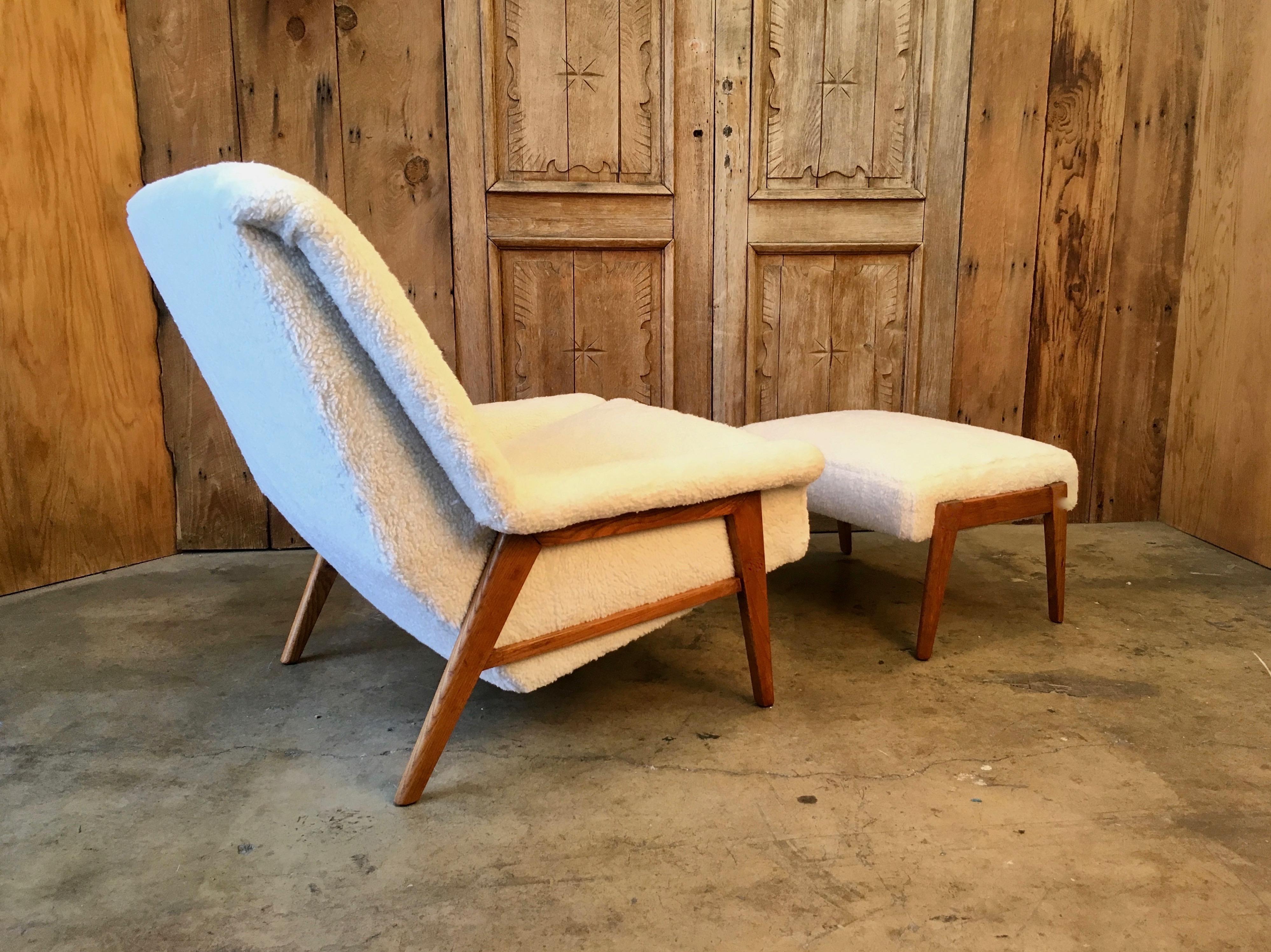 Danish Modern Sherpa Lounge Chair and Ottoman 2