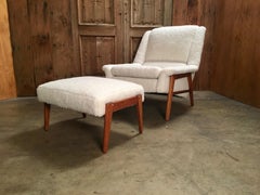 Danish Modern Sherpa Lounge Chair and Ottoman