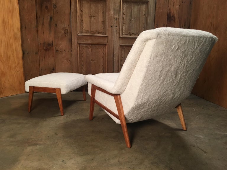 Danish Modern Sherpa Lounge Chair and Ottoman at 1stDibs sherpa chair