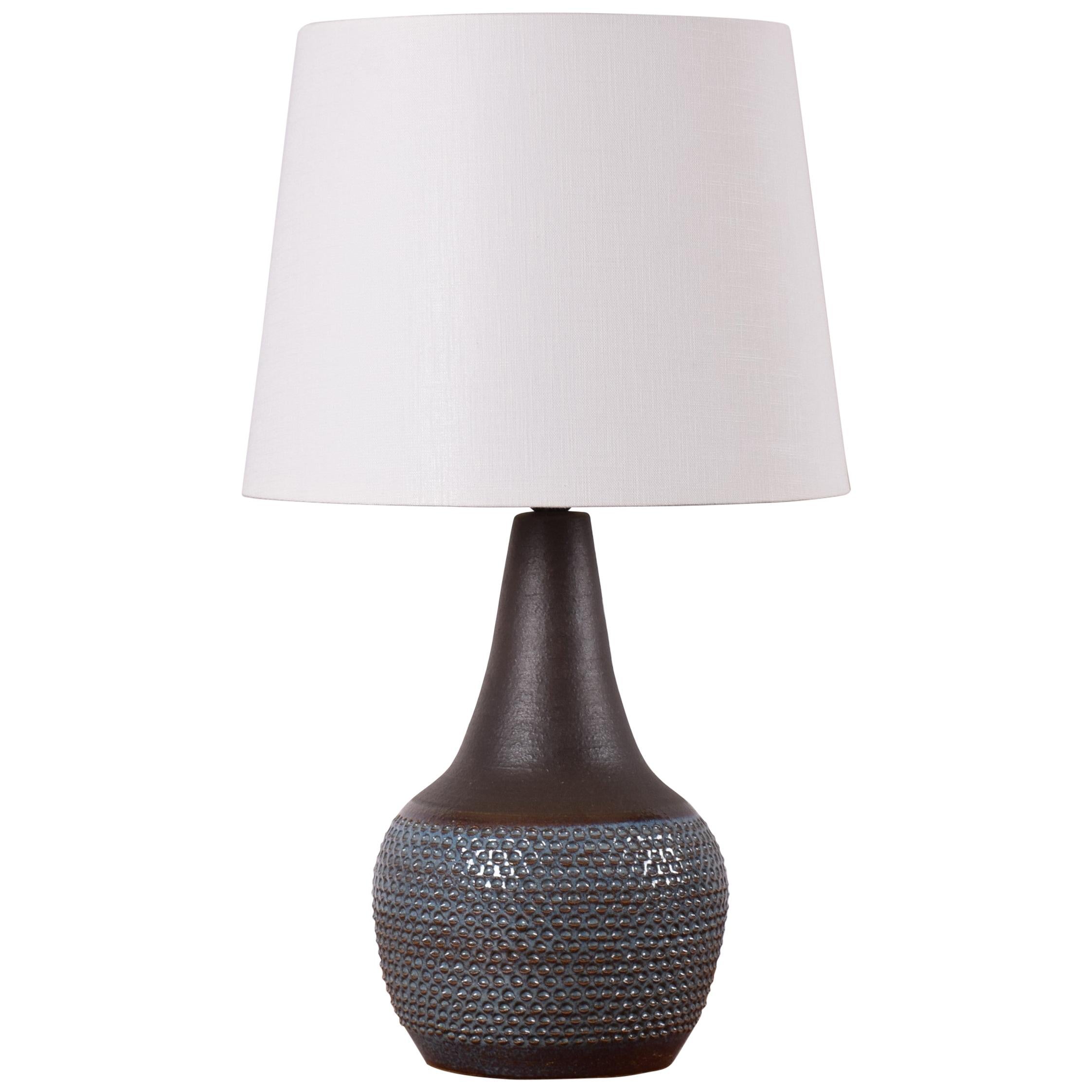 Danish Modern Søholm Blue Ceramic Table Lamp with Lampshade by Einar Johansen For Sale