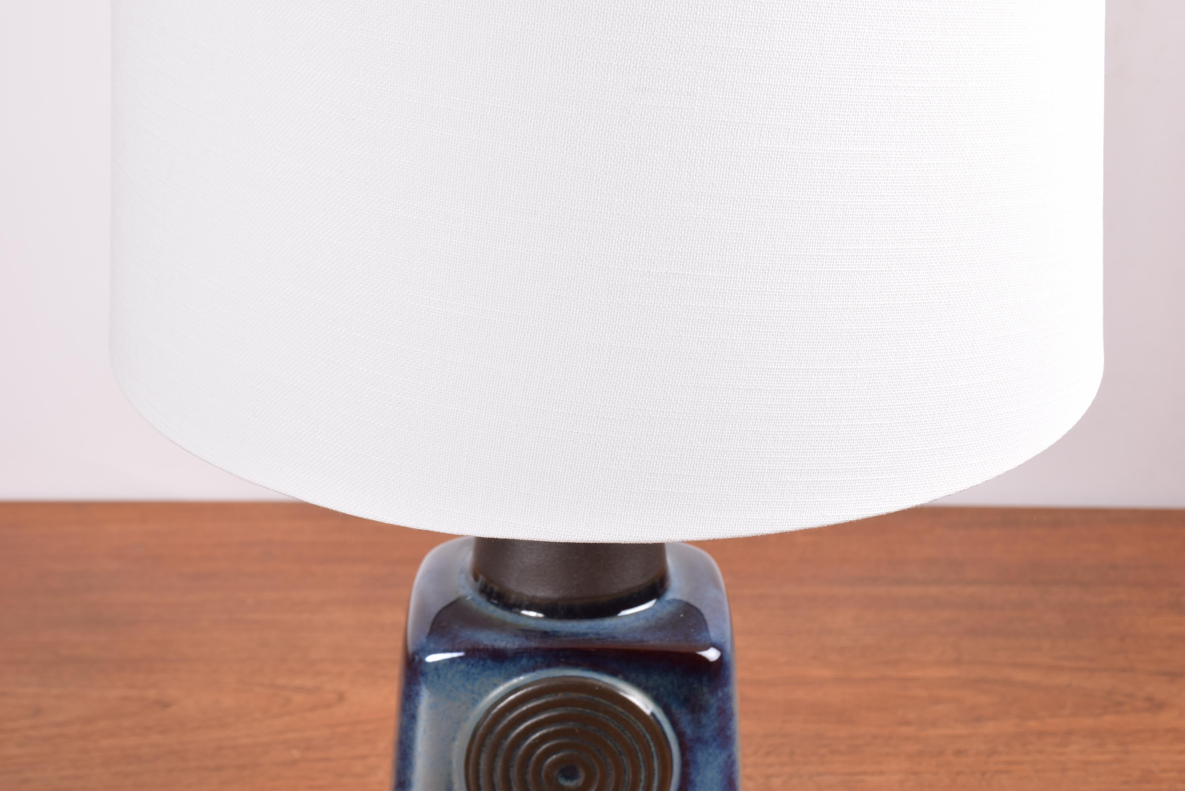 Danish Modern Søholm Blue Table Lamp with Circle Decor by Einar Johansen, 1960s 3