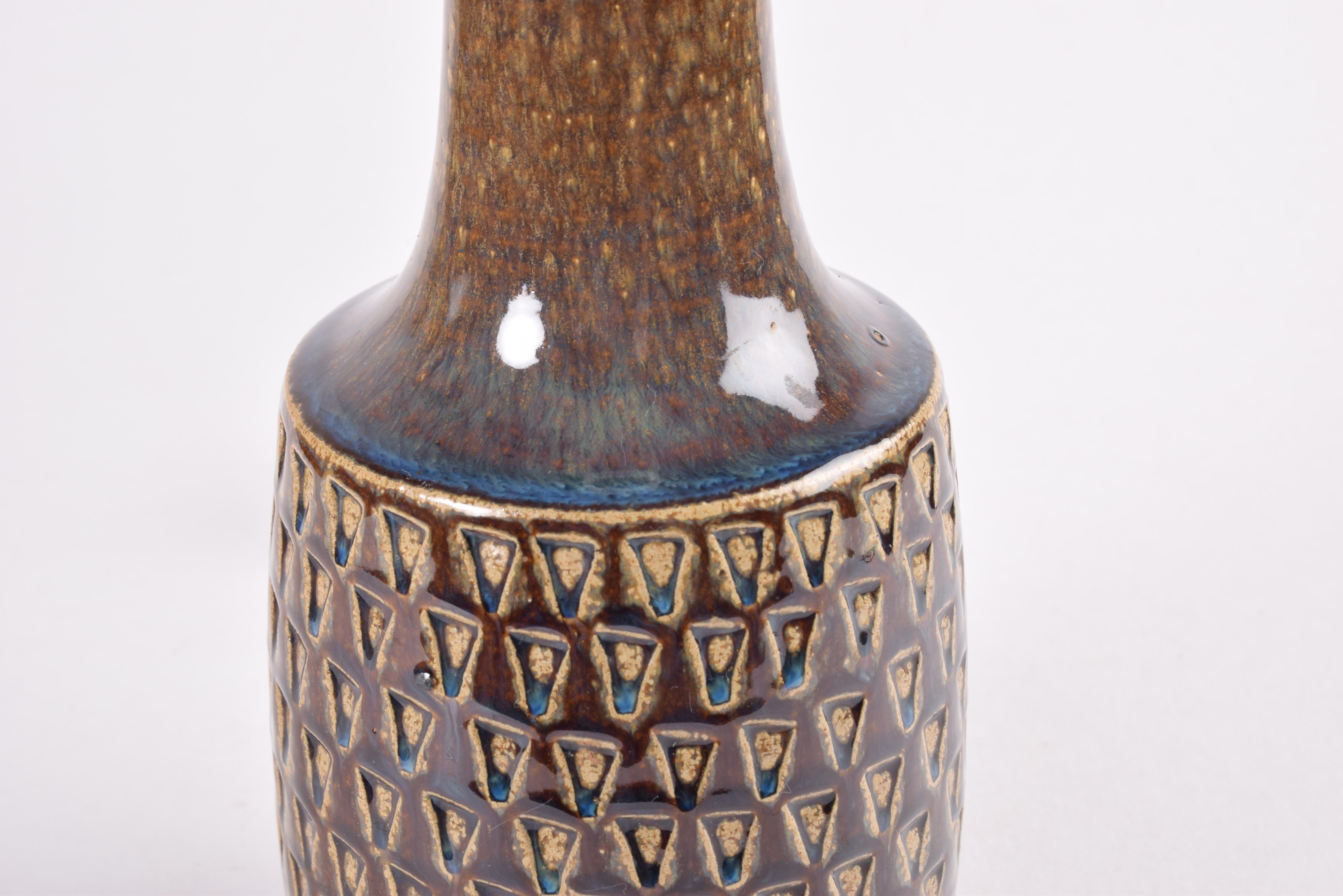 Mid-20th Century Danish Modern Søholm Ceramic Table Lamp Brown & Blue Textured Surface, 1960s For Sale