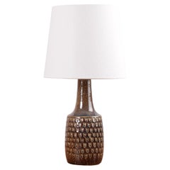 Danish Modern Søholm Ceramic Table Lamp Brown & Blue Textured Surface, 1960s