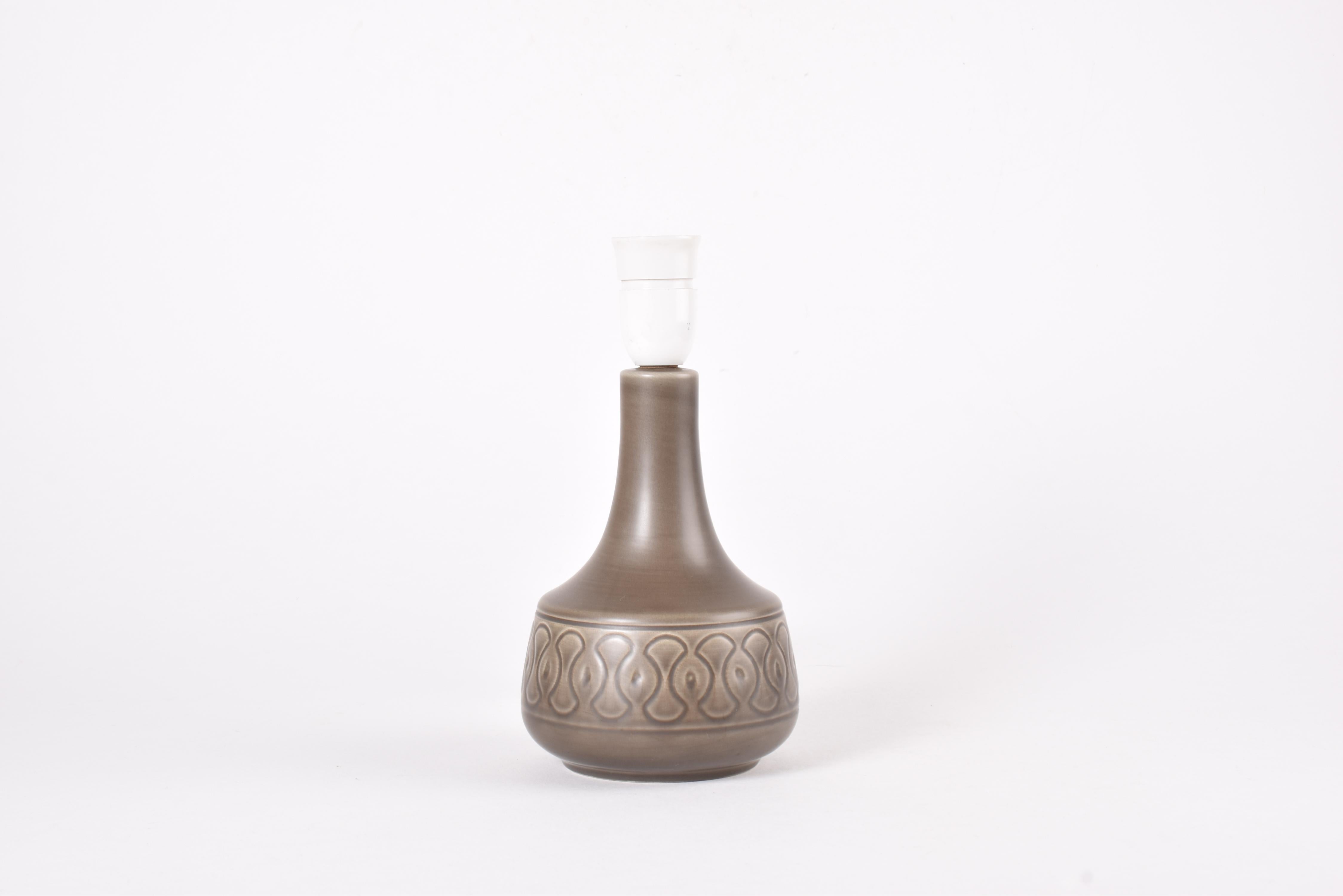 Scandinavian Modern Danish Modern Søholm Ceramic Table Lamp Dusted Brown for Bedside or Shelf, 1960s