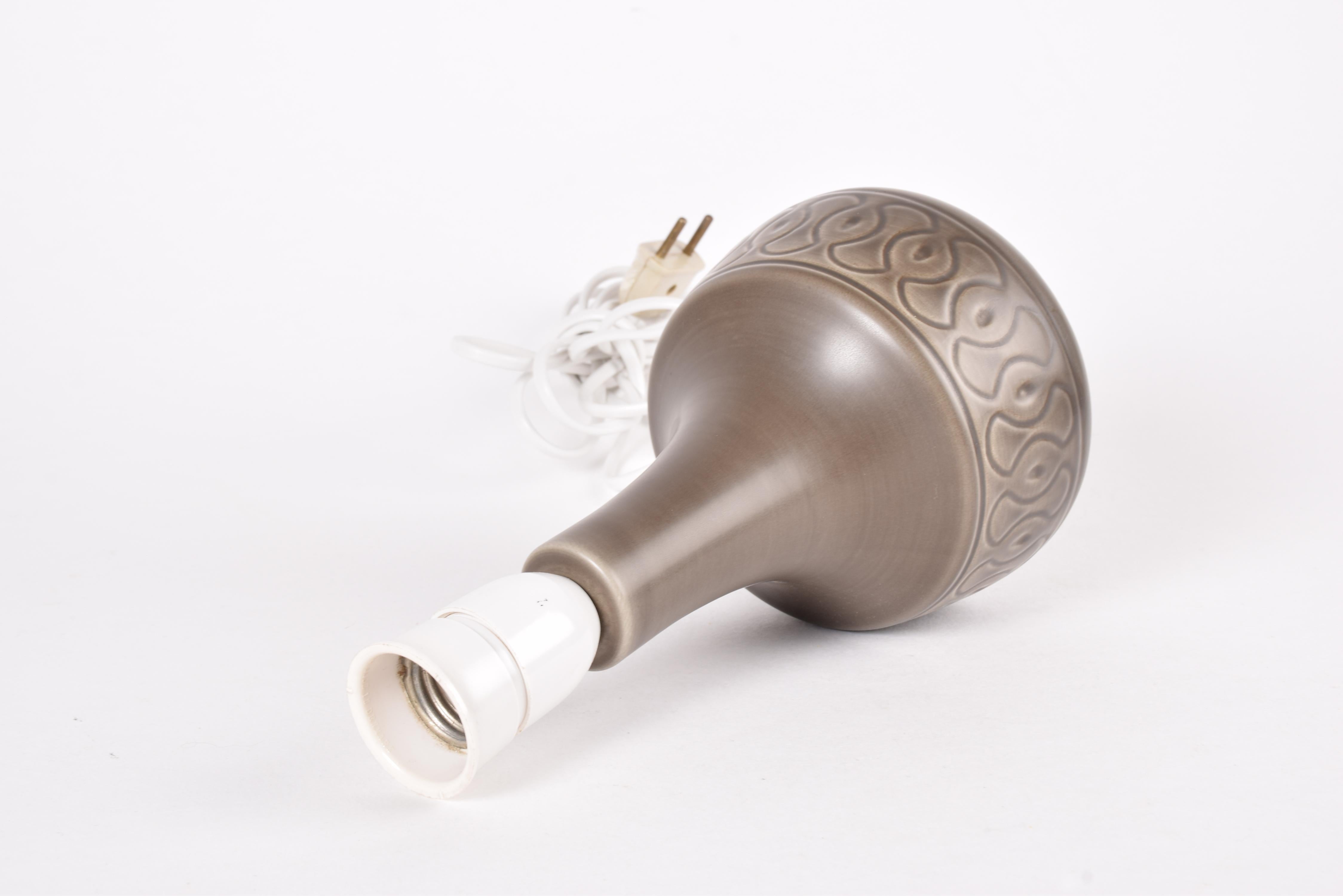 Danish Modern Søholm Ceramic Table Lamp Dusted Brown for Bedside or Shelf, 1960s 1