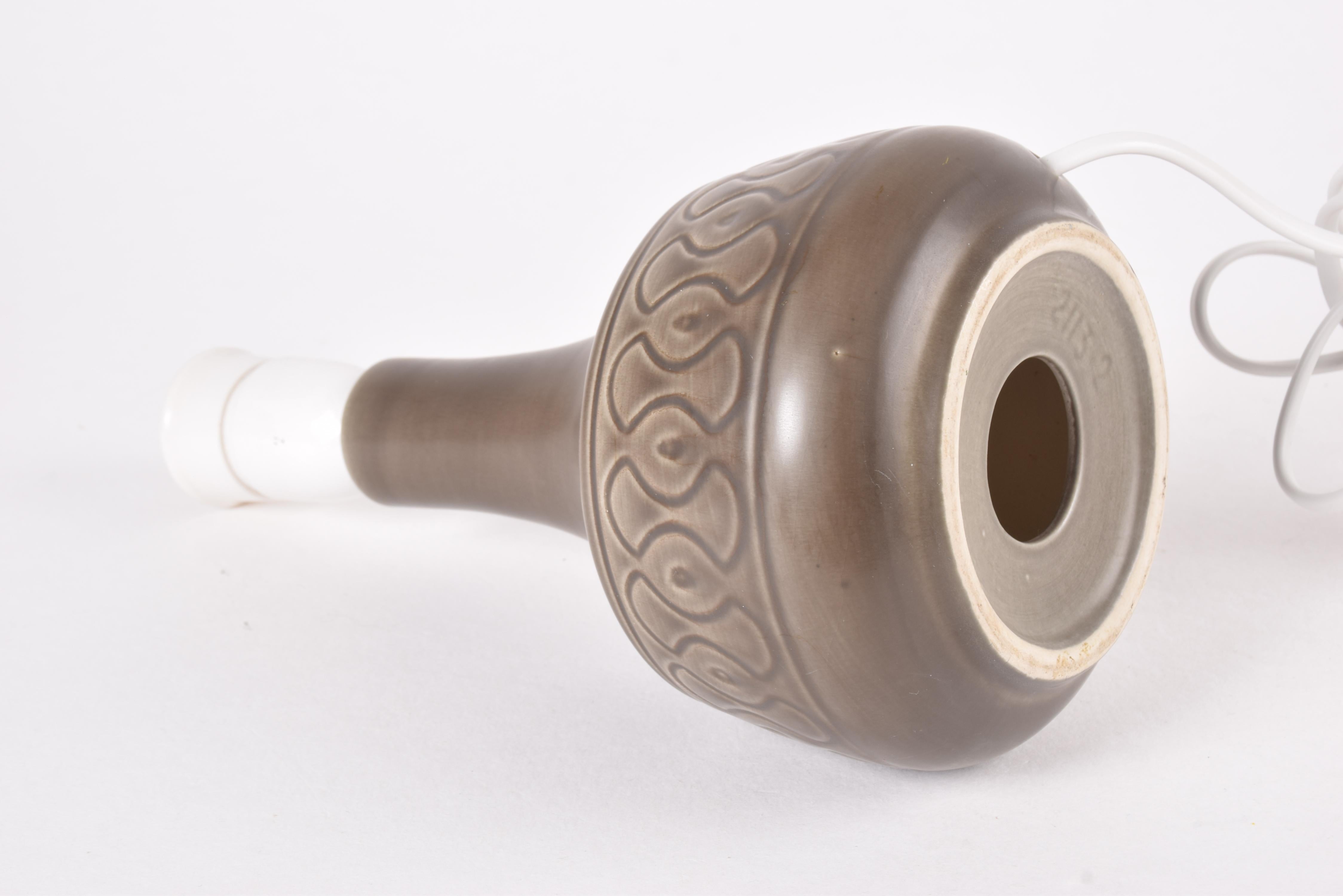 Danish Modern Søholm Ceramic Table Lamp Dusted Brown for Bedside or Shelf, 1960s 3