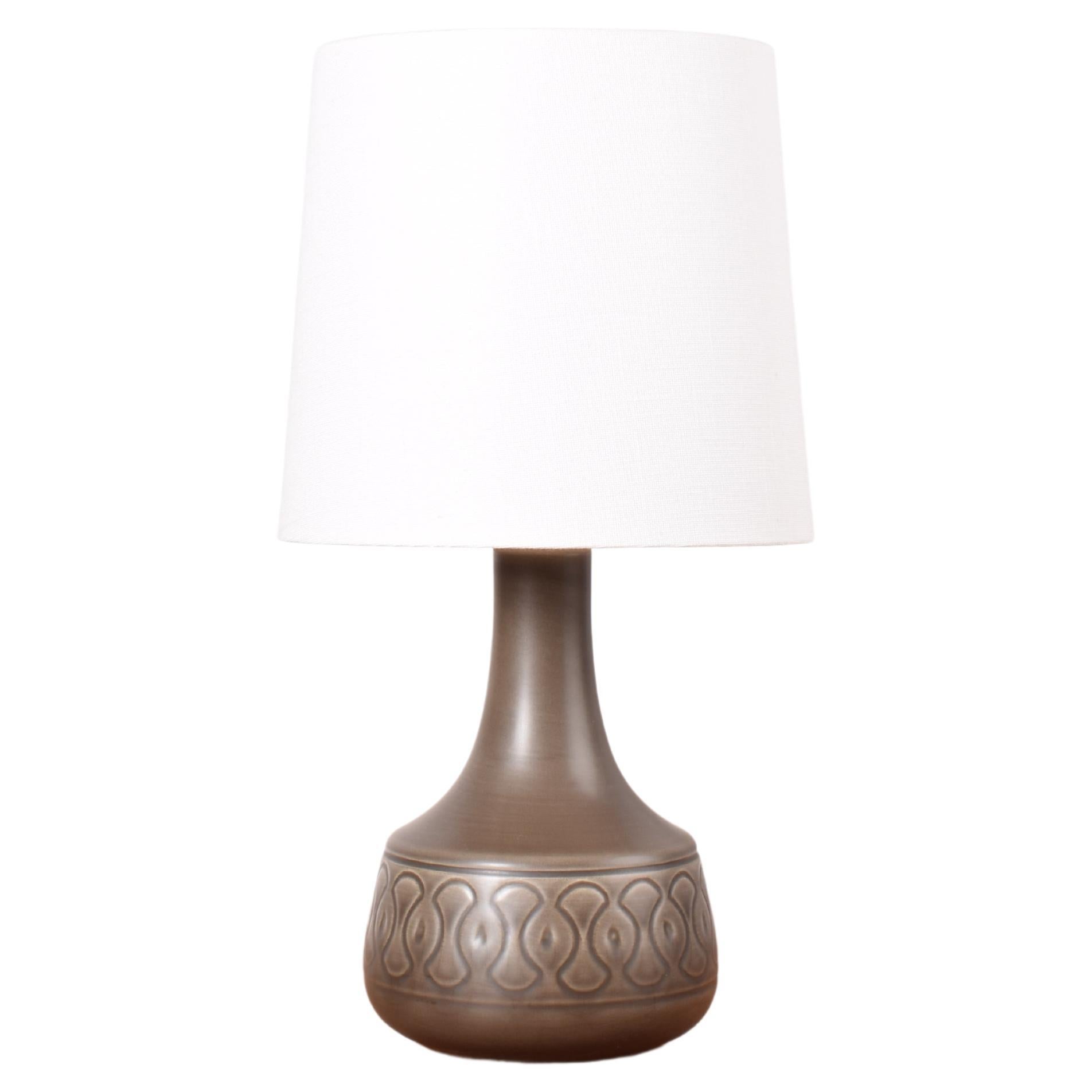 Danish Modern Søholm Ceramic Table Lamp Dusted Brown for Bedside or Shelf, 1960s