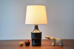 Danish Modern Søholm Sculptural Ceramic Table Lamp Blue Fish Scales Decor, 1960s