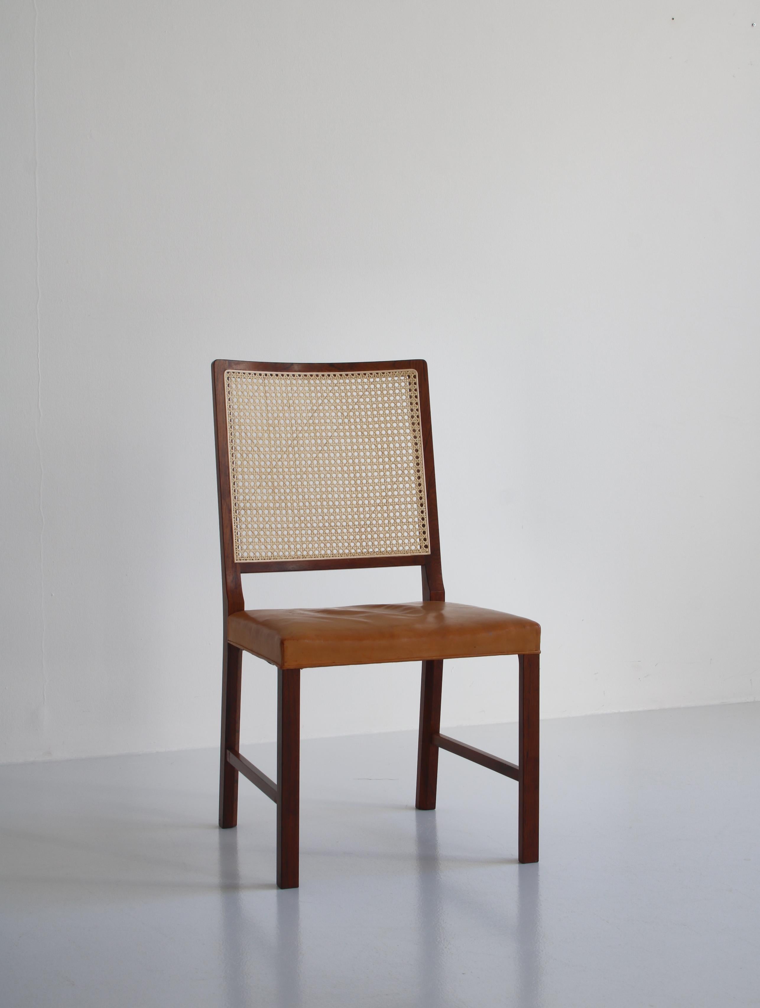 Danish Modern Side Chair in Rosewood and Leather by Bernt Petersen, 1960s 6