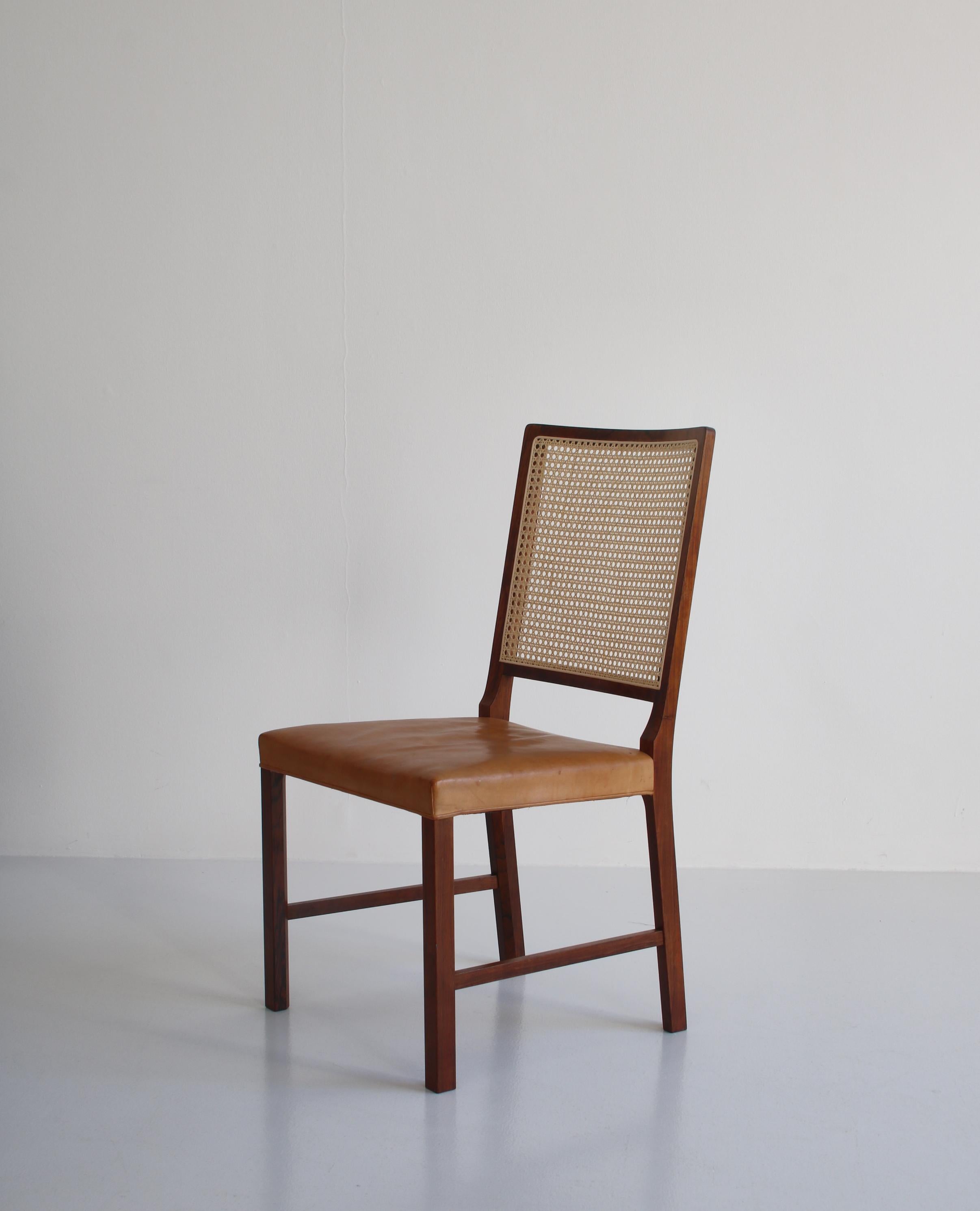Danish Modern Side Chair in Rosewood and Leather by Bernt Petersen, 1960s 7