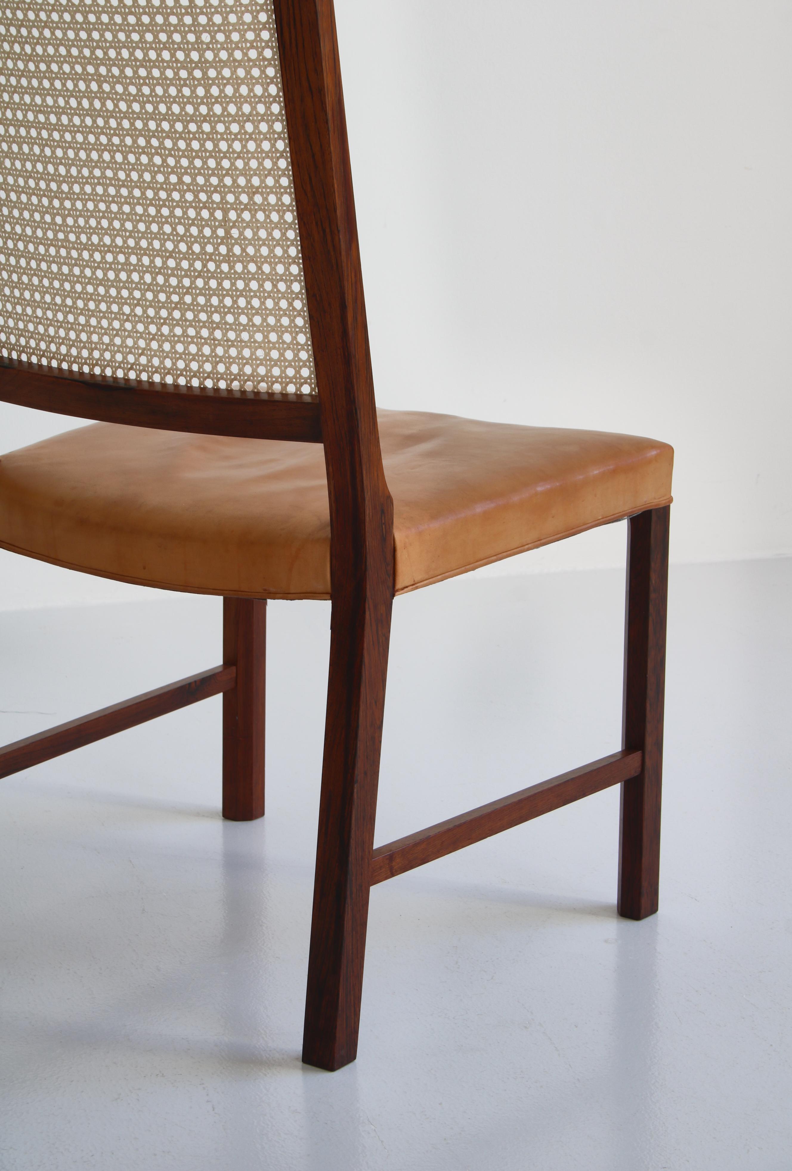 Danish Modern Side Chair in Rosewood and Leather by Bernt Petersen, 1960s 8