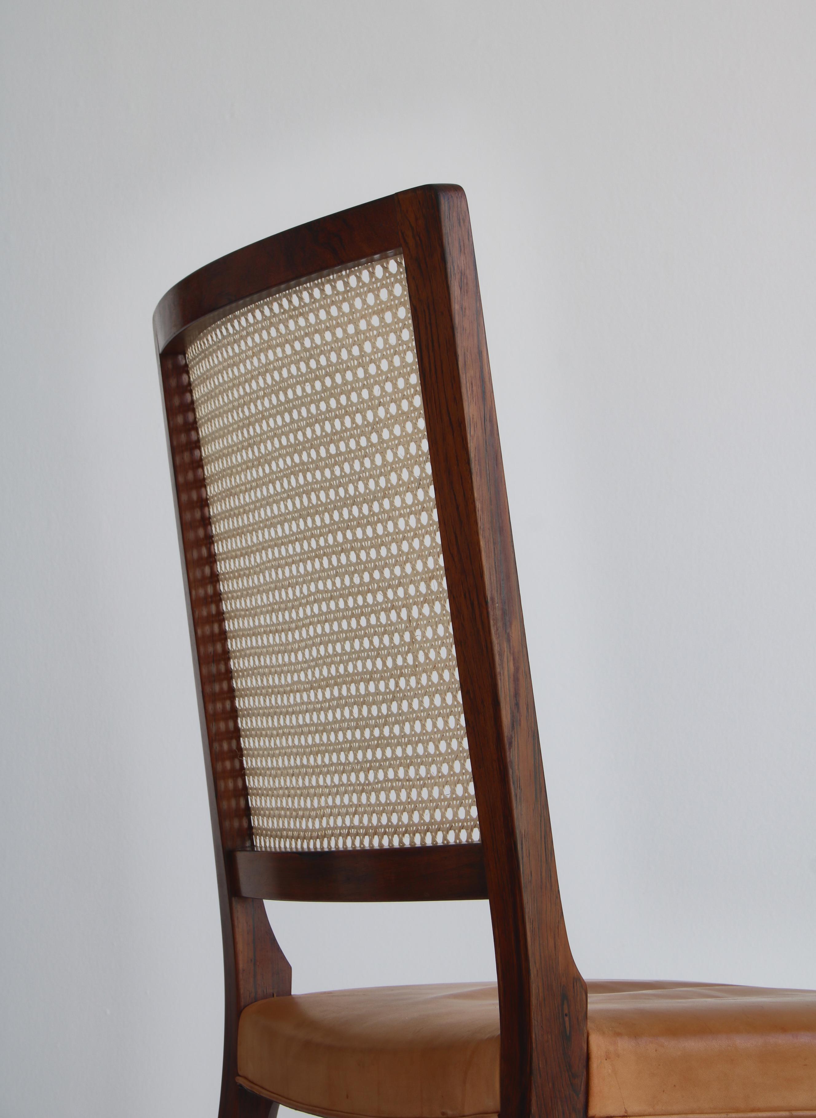Danish Modern Side Chair in Rosewood and Leather by Bernt Petersen, 1960s 9