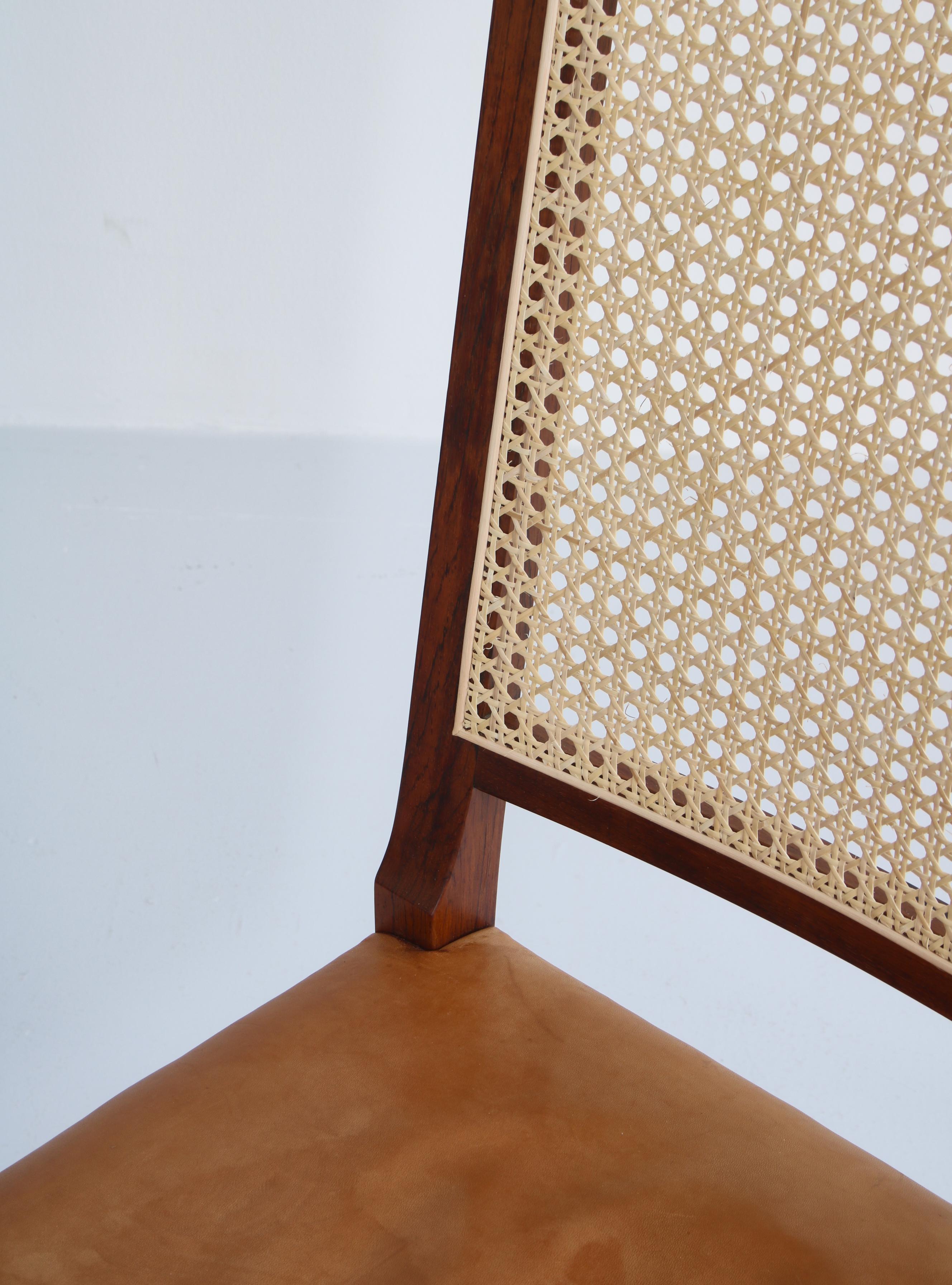 Danish Modern Side Chair in Rosewood and Leather by Bernt Petersen, 1960s In Good Condition In Odense, DK