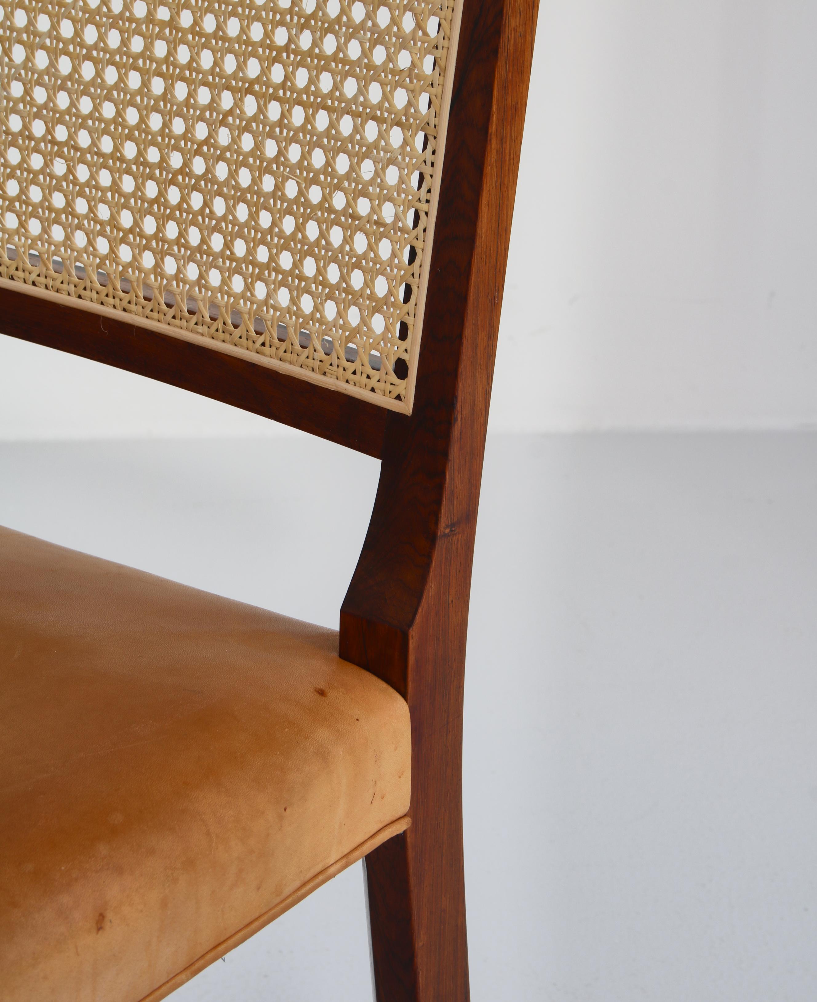 Danish Modern Side Chair in Rosewood and Leather by Bernt Petersen, 1960s 3