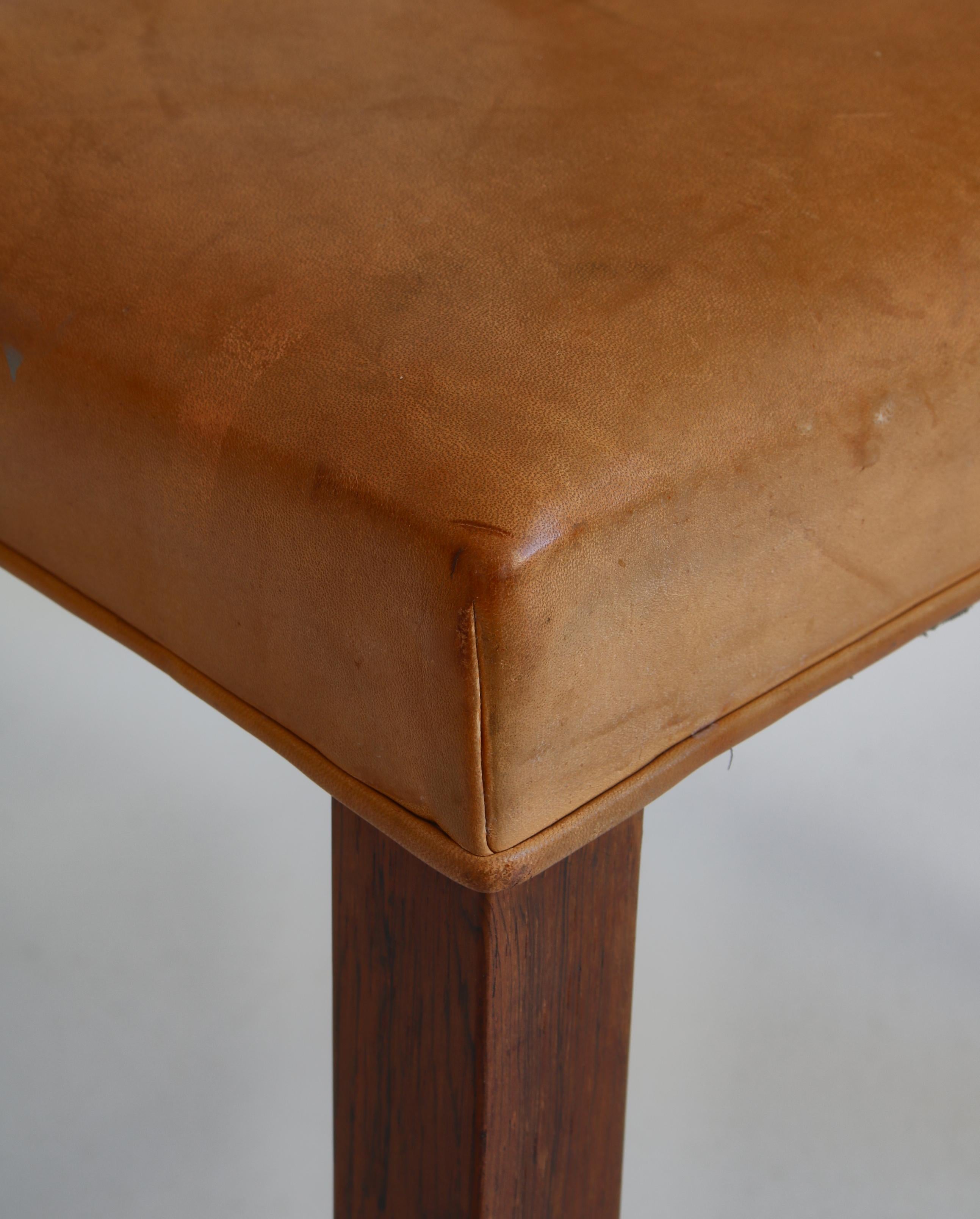 Danish Modern Side Chair in Rosewood and Leather by Bernt Petersen, 1960s 4