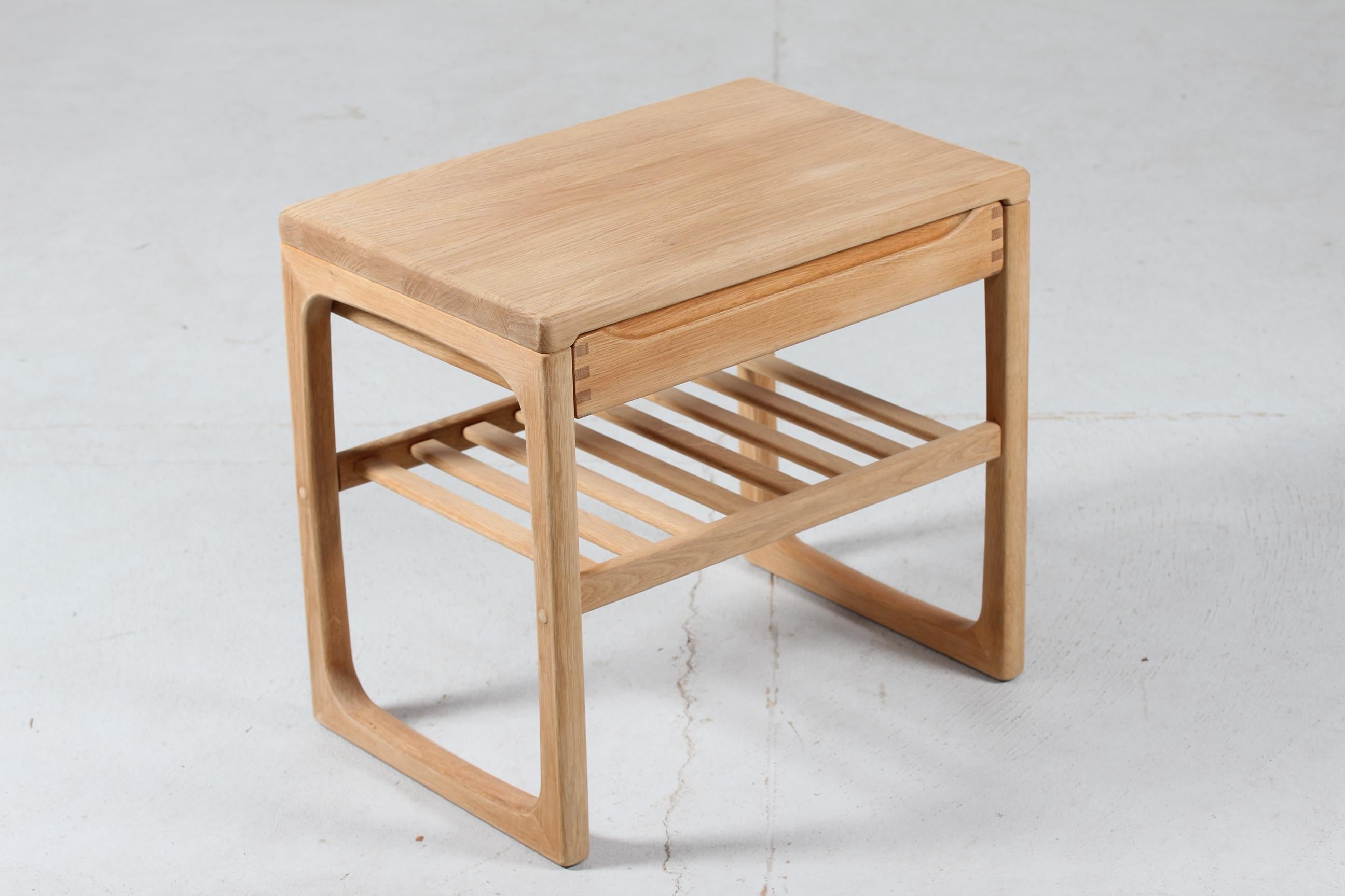 Danish Modern Side Table with Drawer Made of Oak by Danish Cabinetmaker, 1980s For Sale 1