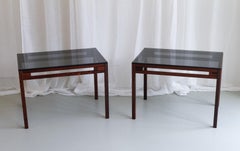 Danish Modern Side Tables in Rosewood and Glass, 1960s. Set of 2.