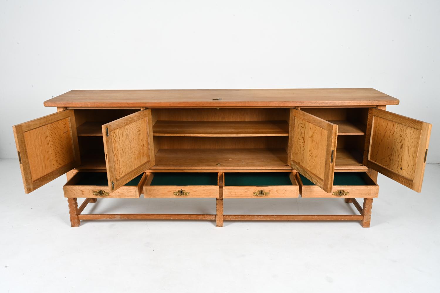 Danish Modern Sideboard in White Oak, Attributed to Henning Kjærnulf  For Sale 4