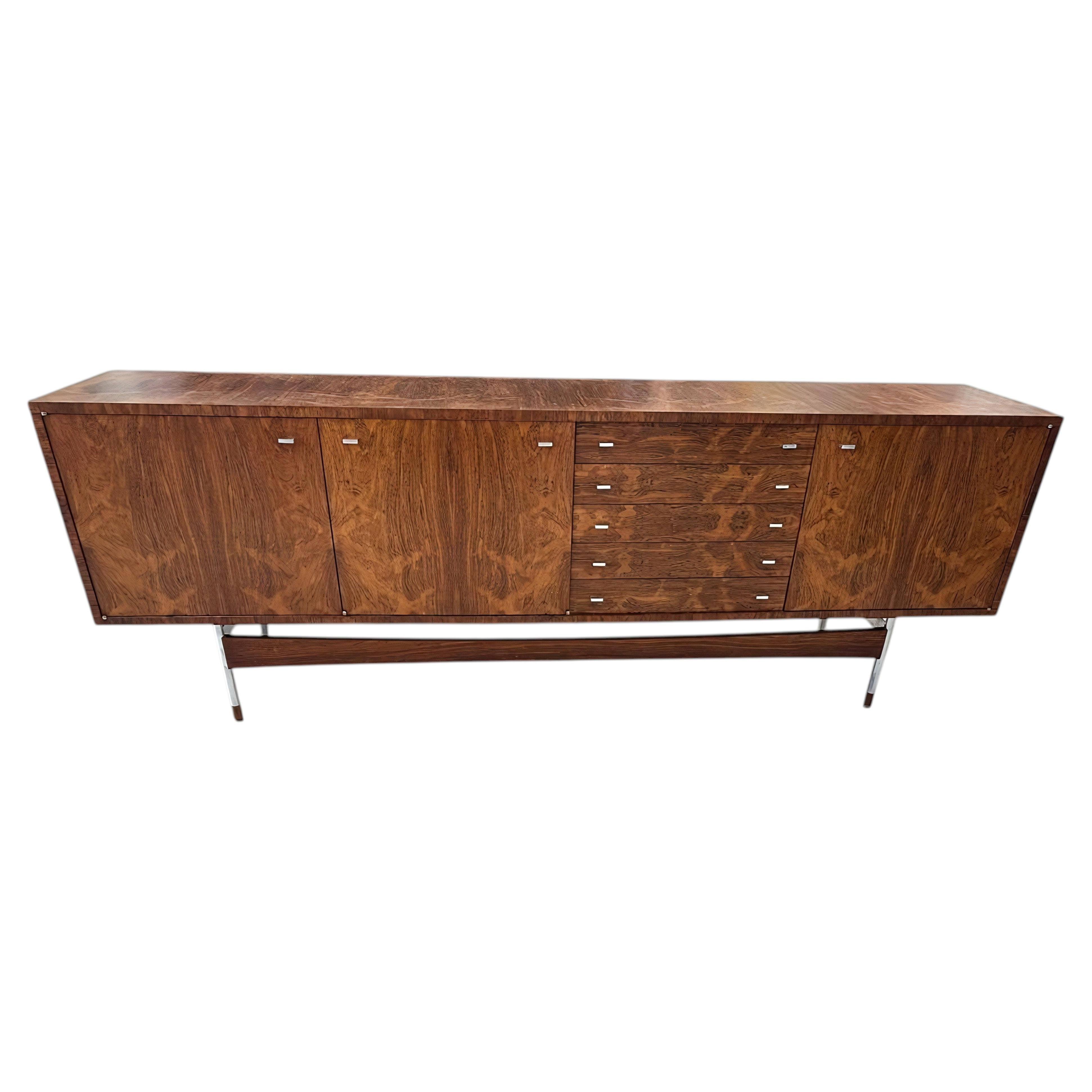Danish Modern Sideboard, Rosewood, Chrome Legs, 1960s For Sale