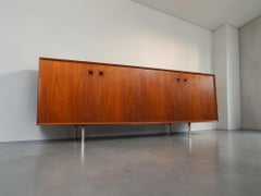 Danish Modern Sideboard, Teak with Recessed Handles, Metal Legs, 1960s