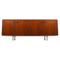 Danish Modern Sideboard, Teak with Recessed Handles, Metal Legs, 1960s