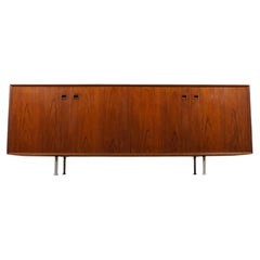 Danish Modern Sideboard, Teak with Recessed Handles, Metal Legs, 1960s