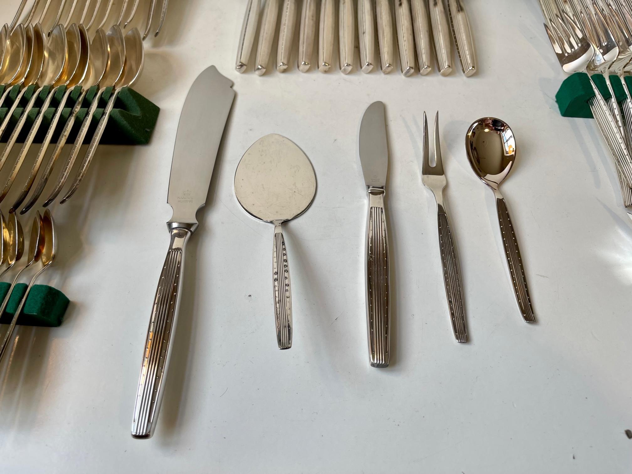 Danish Modern Silver-Plated Capri Cutlery Set for 12 Persons by Kr. J. Andersen In Good Condition For Sale In Esbjerg, DK