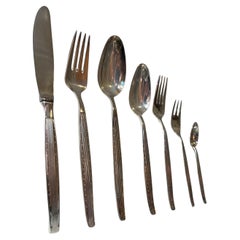Danish Modern Silver-Plated Capri Cutlery Set for 12 Persons by Kr. J. Andersen