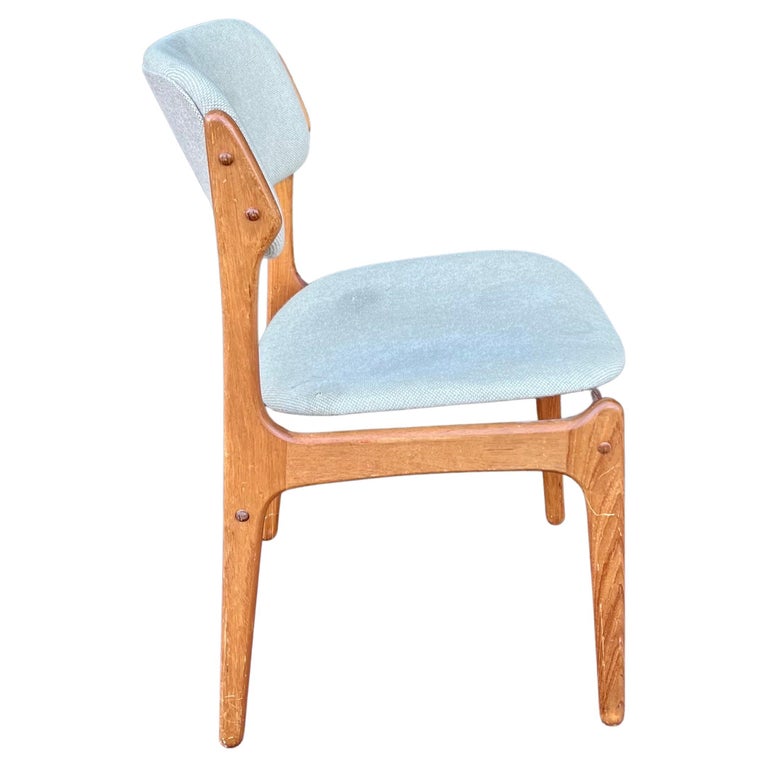 Danish Modern Single Desk Solid Teak Dining Chair by Erik Buch at 1stDibs