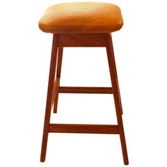Moderner dänischer hocker aus massivem teak und leder von Vamdrup Stolefabrik