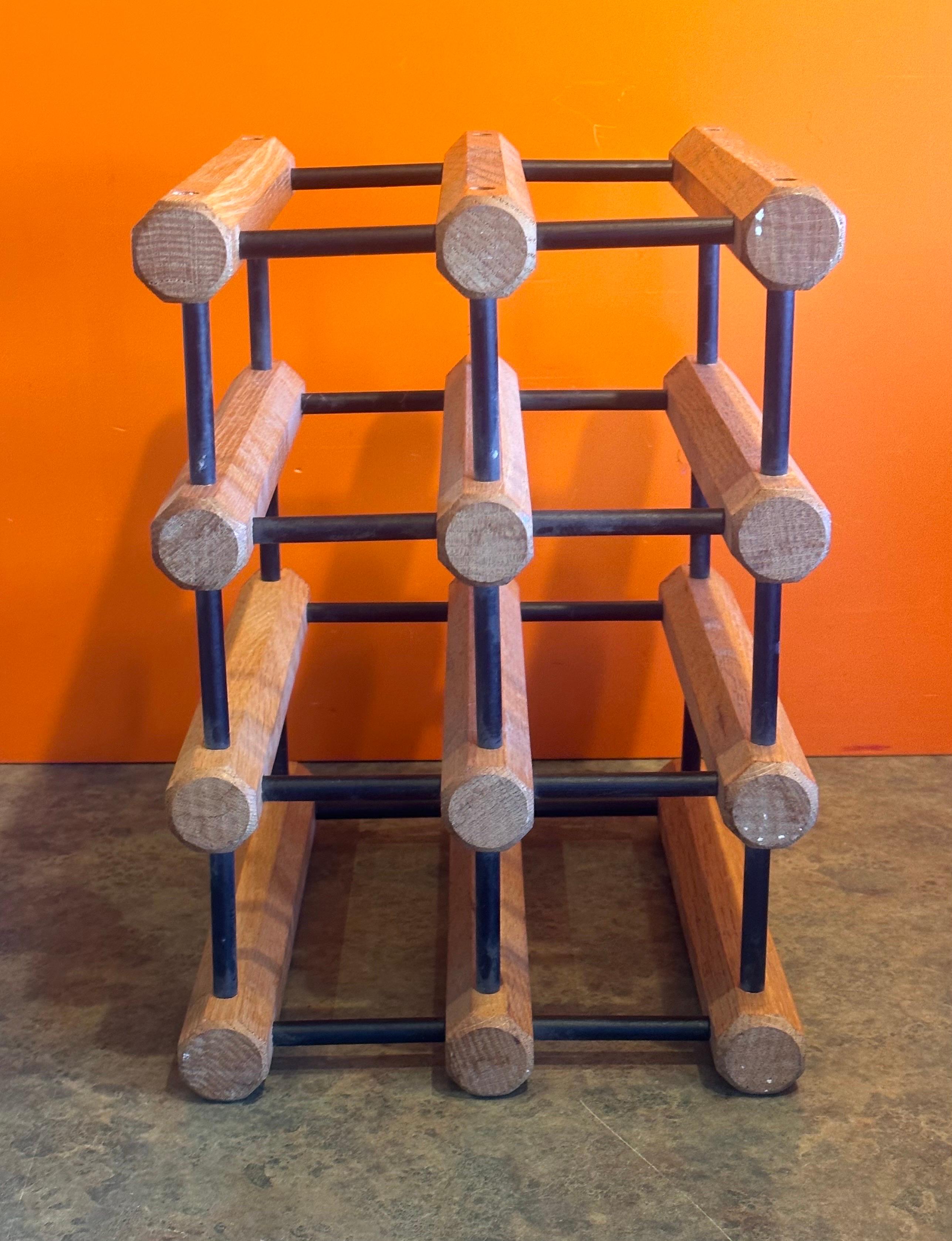 Danish Modern Six Bottle Wine Rack in the Style of Nissen Langaa In Good Condition For Sale In San Diego, CA