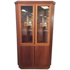 Danish Modern Skovby Mobelfabrik as Teak Corner China Lit Cabinet Credenza