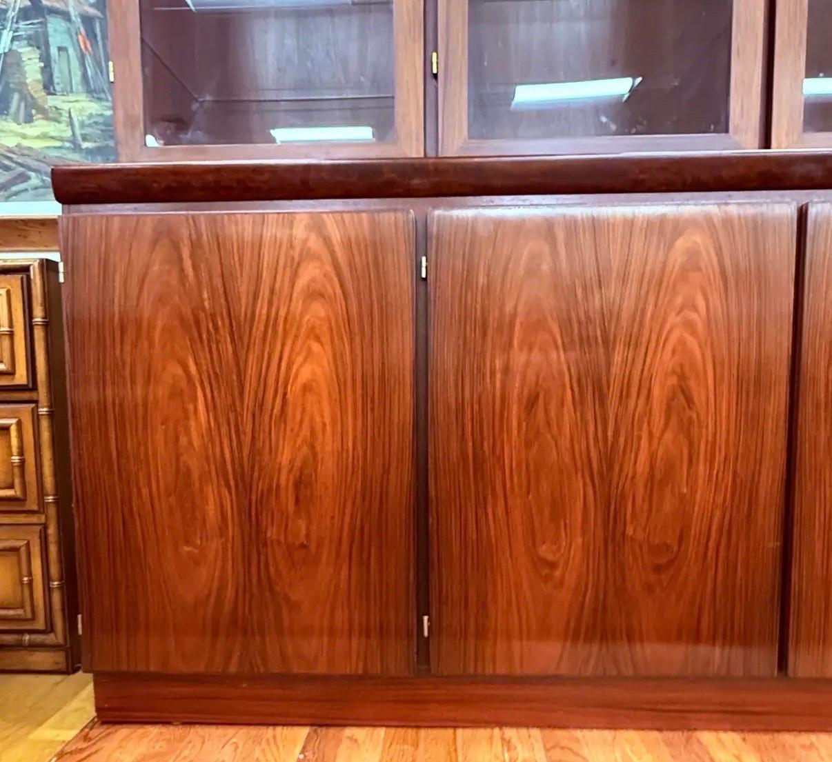 Scandinavian Modern Danish Modern Skovby Rosewood Breakfront China Cabinet Credenza Sideboard Buffet