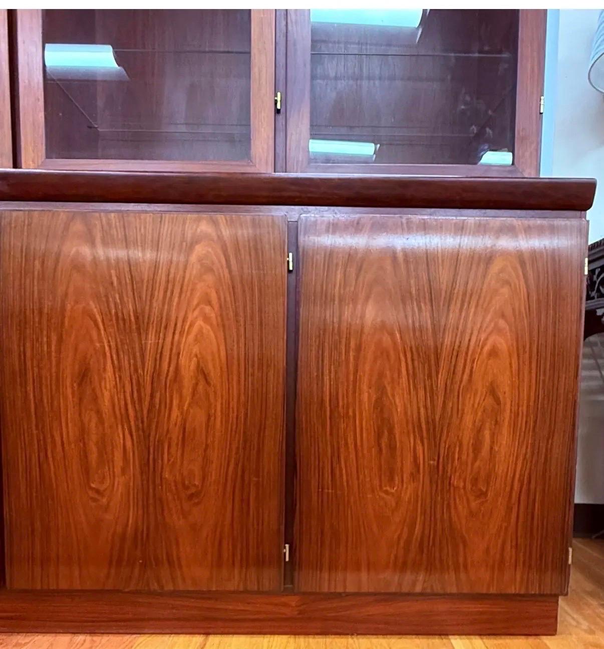 Late 20th Century Danish Modern Skovby Rosewood Breakfront China Cabinet Credenza Sideboard Buffet