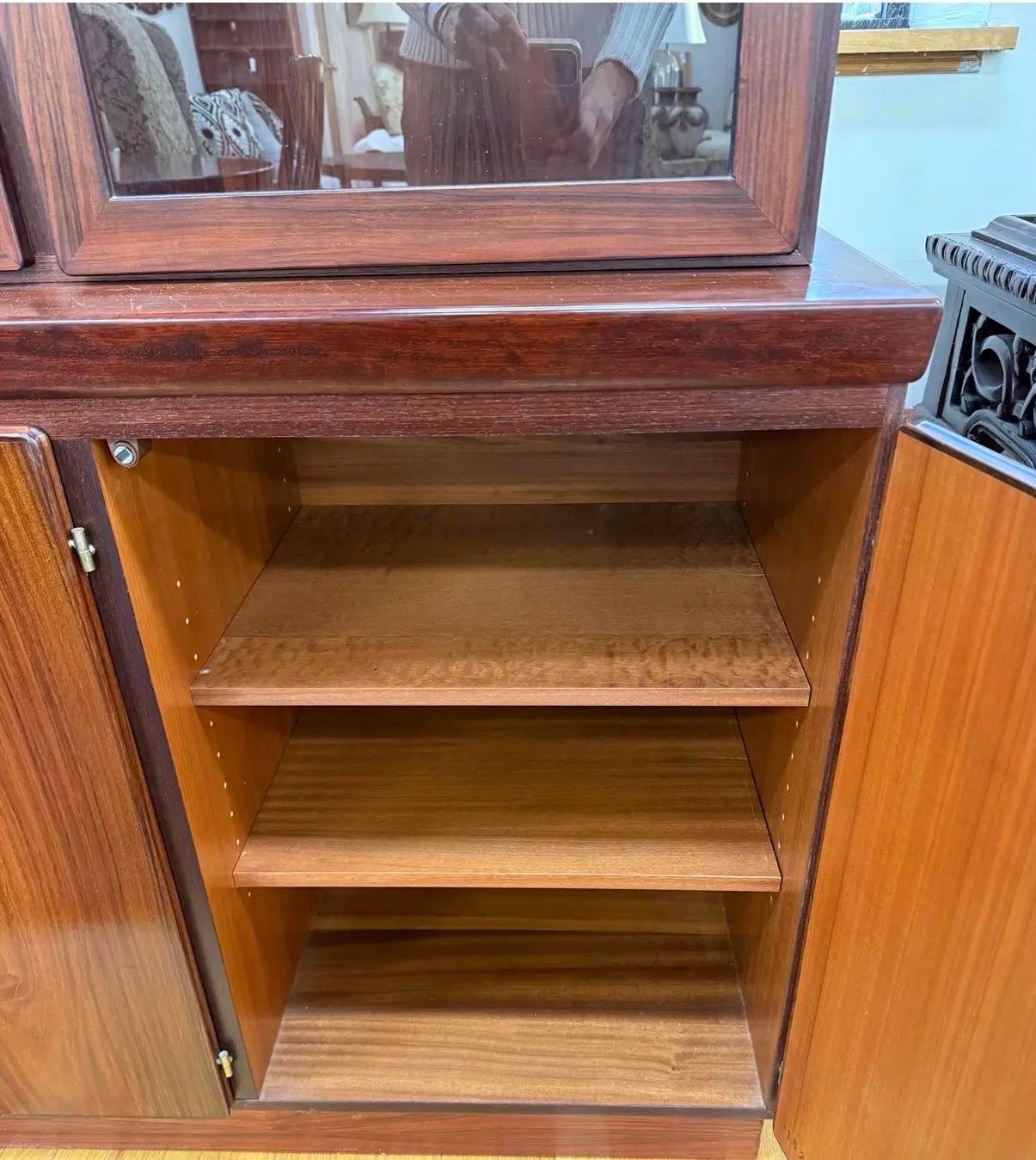 Danish Modern Skovby Rosewood Breakfront China Cabinet Credenza Sideboard Buffet 1