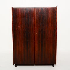 Danish Modern Sleek Rosewood Hideaway Desk Cabinet, Kofod Larsen