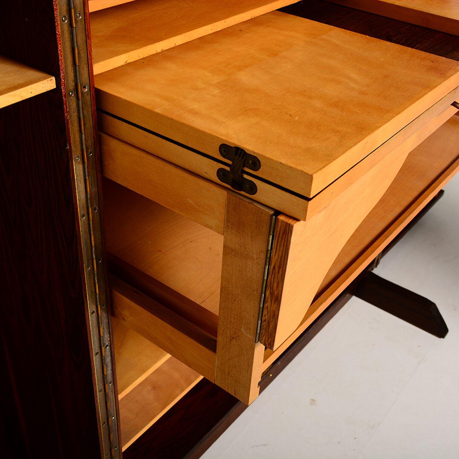Danish Modern Sleek Rosewood Hideaway Desk Cabinet, Kofod Larsen In Good Condition In Chula Vista, CA