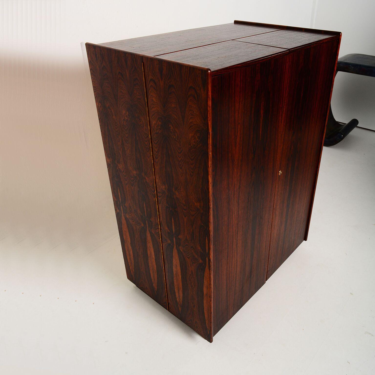 Mid-20th Century Danish Modern Sleek Rosewood Hideaway Desk Cabinet, Kofod Larsen