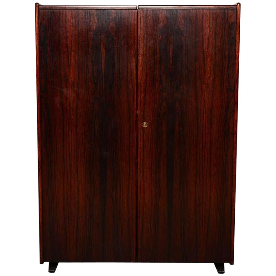 Danish Modern Sleek Rosewood Hideaway Desk Cabinet, Kofod Larsen