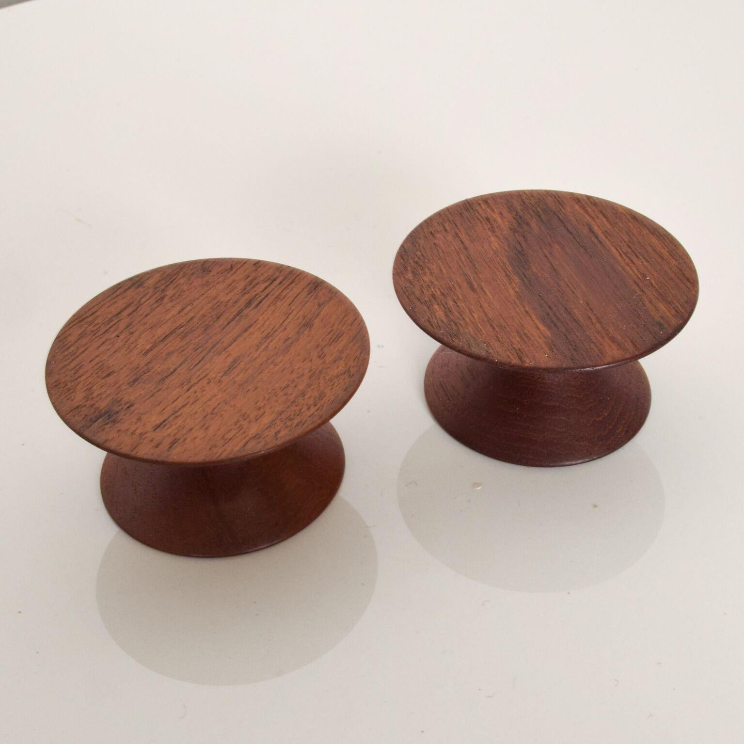 Mid-20th Century Danish Modern Sleek Sculptural Candleholders in Teak