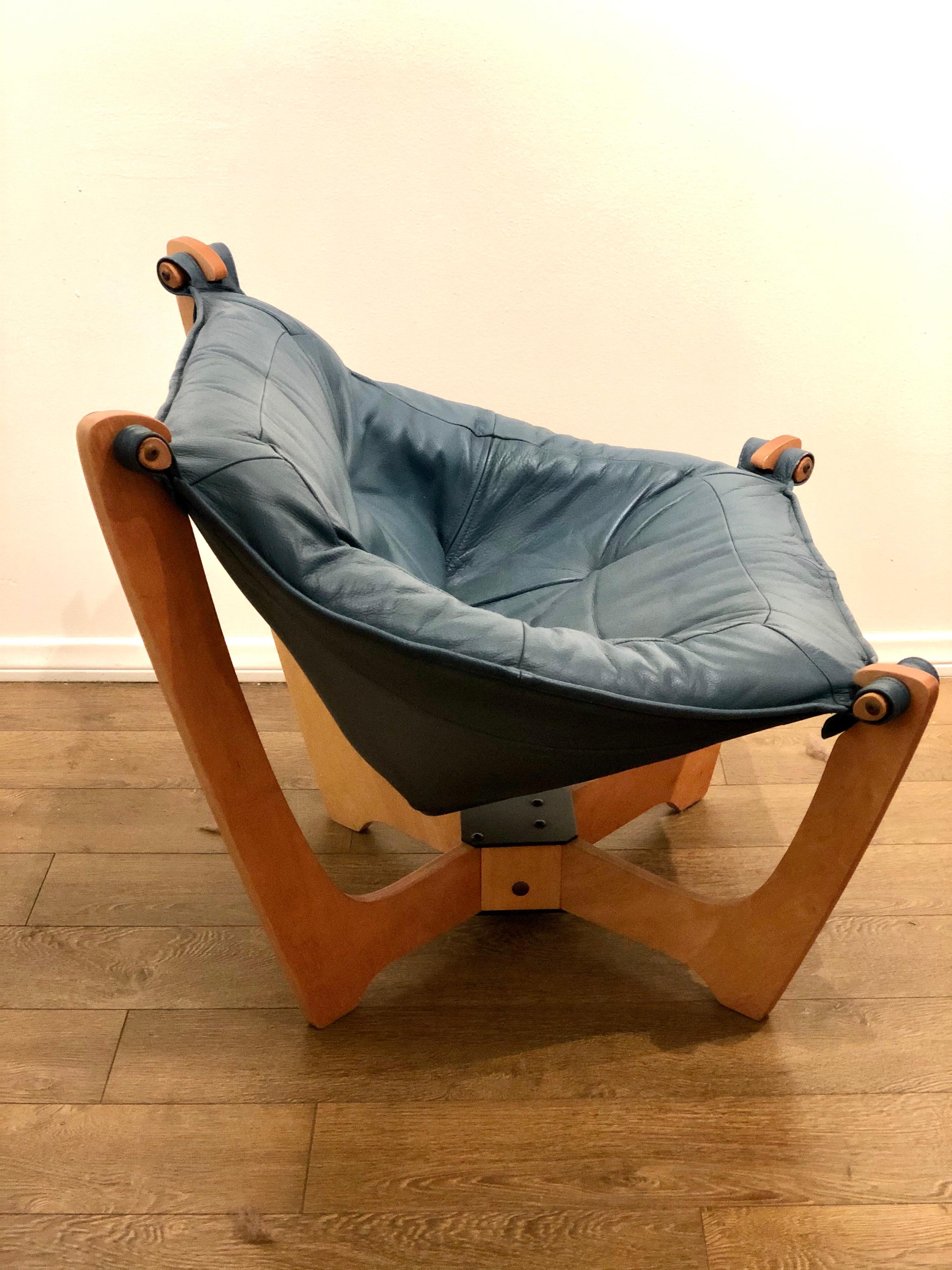 Scandinavian Modern Danish Modern Sling Luna Lounge Chair Low Back