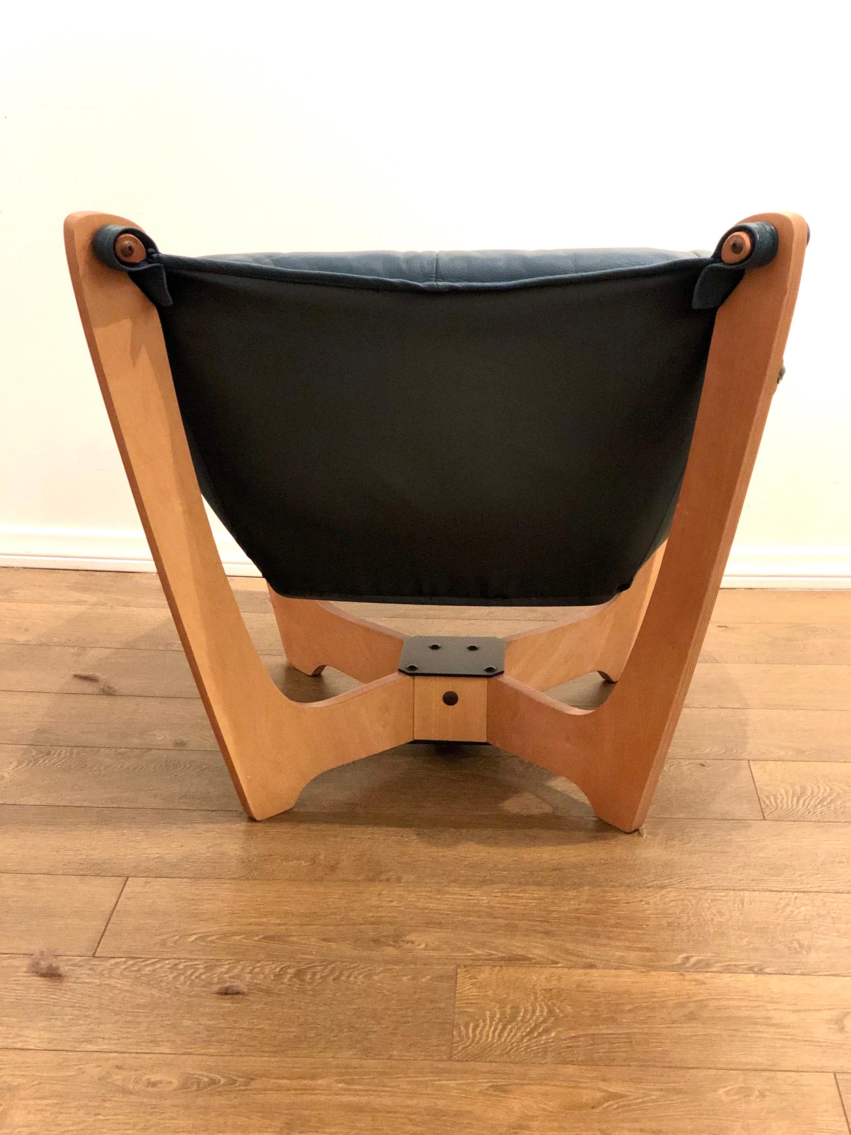 Norwegian Danish Modern Sling Luna Lounge Chair Low Back