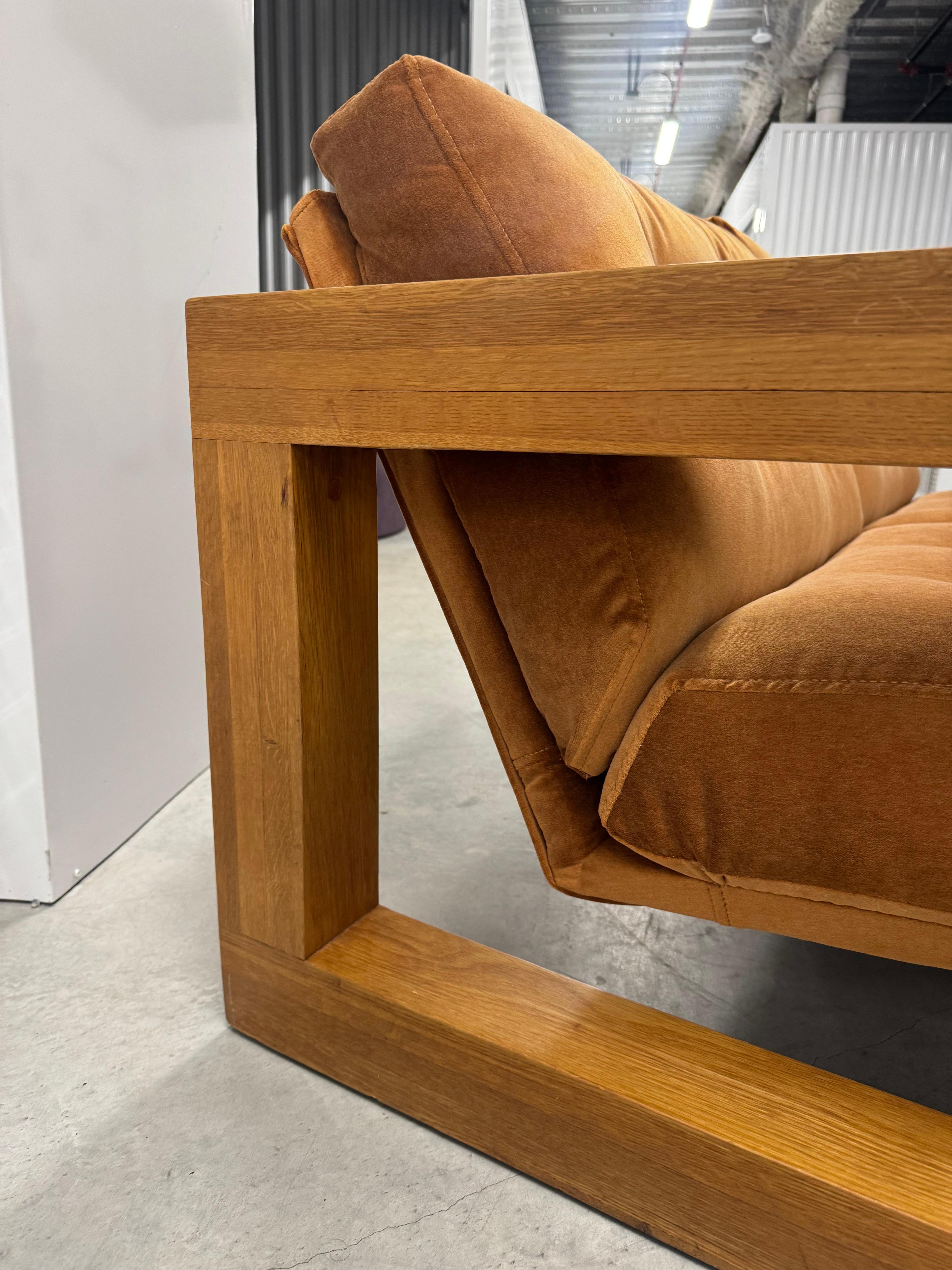 Velvet Danish Modern Sling Style Loveseat For Sale