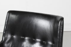 Danish Modern Small Easy Chair with Black Faux Leather by Danish Furniture Maker