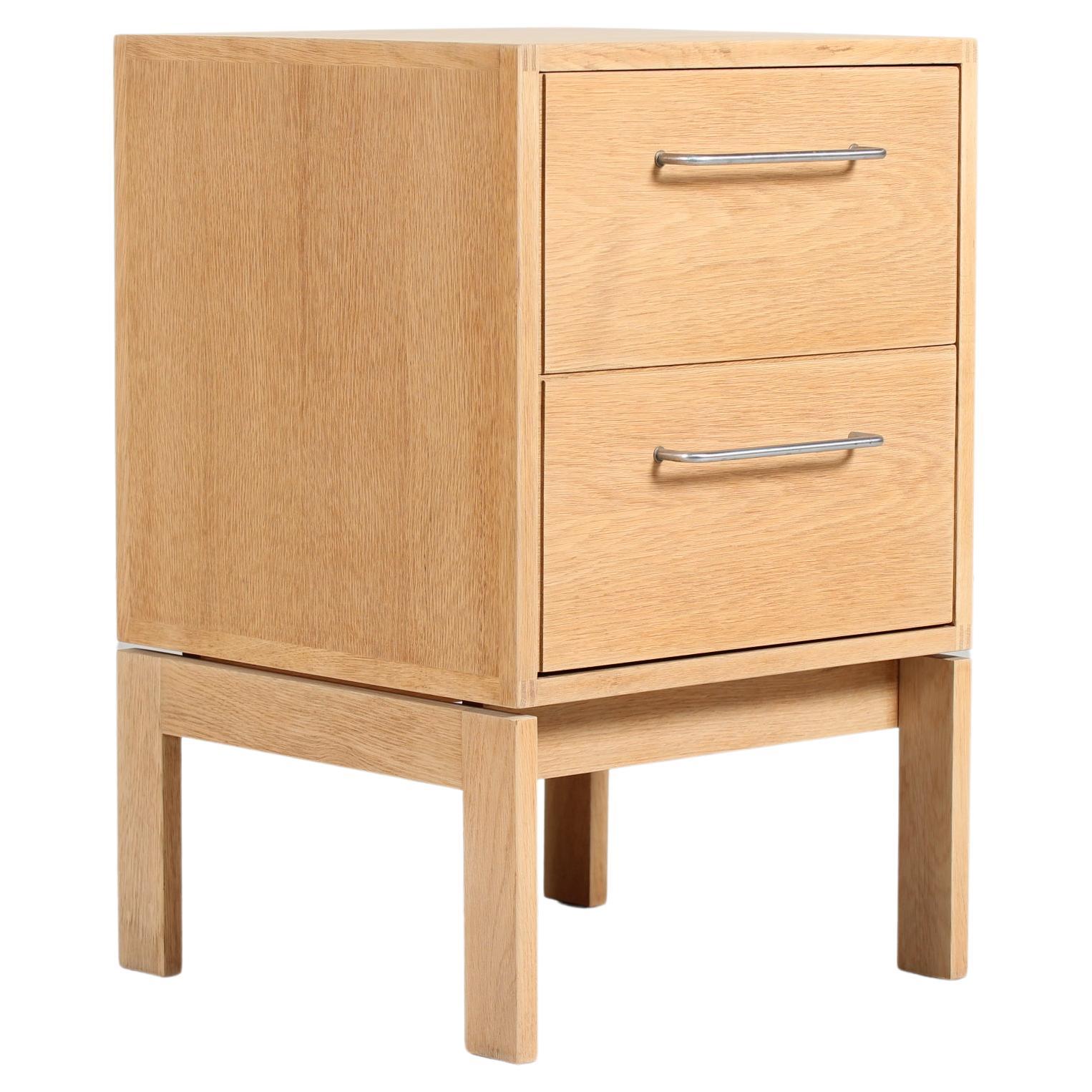 Danish Modern Small Oak Chest of Drawers, Bedside or Office, Munch Møbler, 1970s For Sale