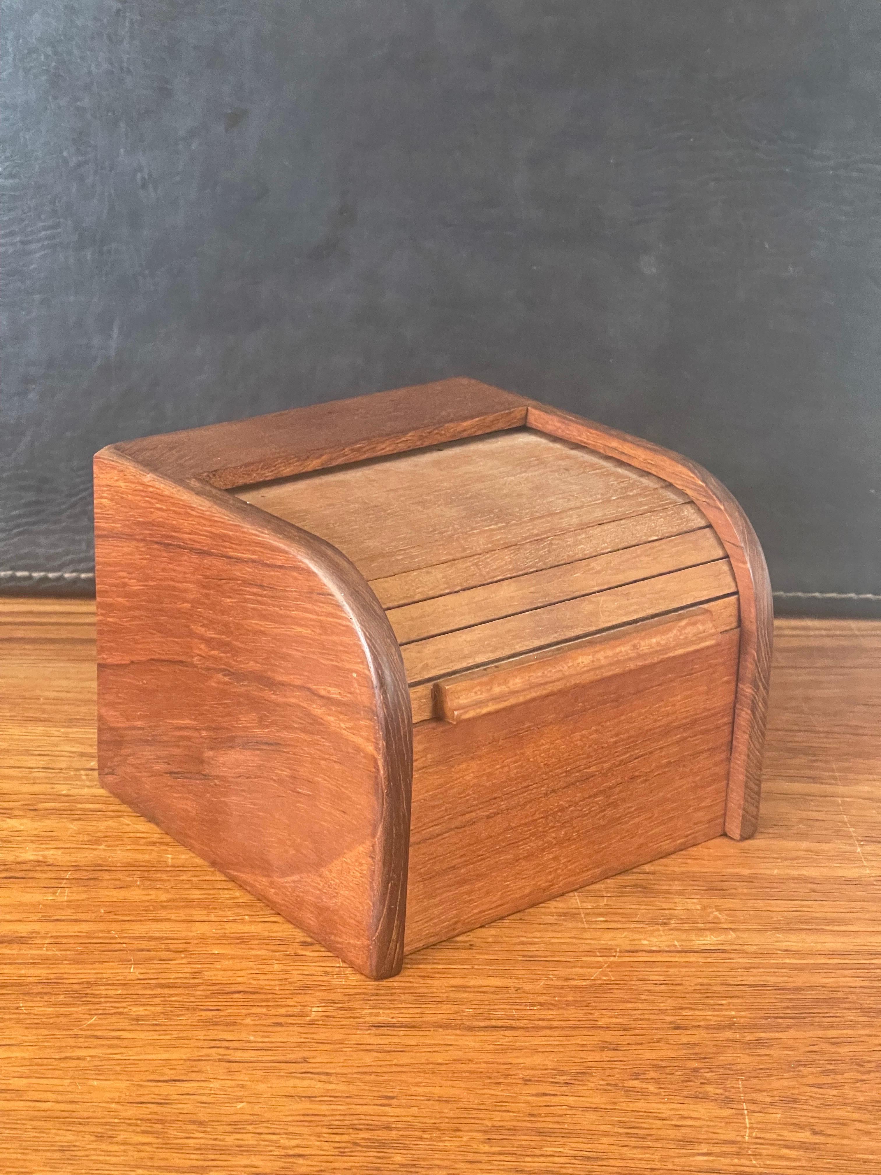 Danish Modern Small Tambour Teak Box 1