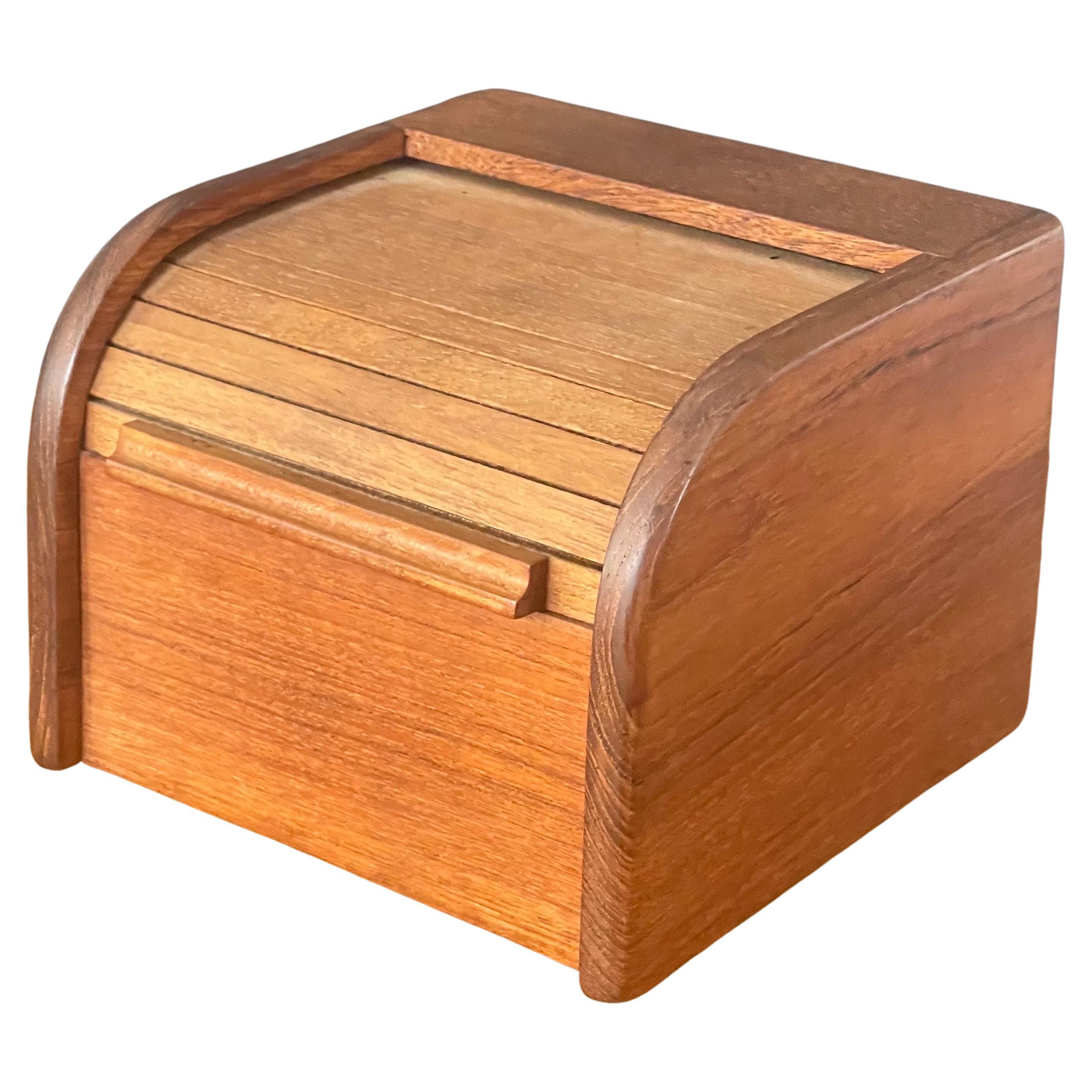 Danish Modern Small Tambour Teak Box