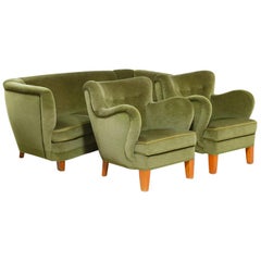 Danish Modern Sofa and Armchairs Set