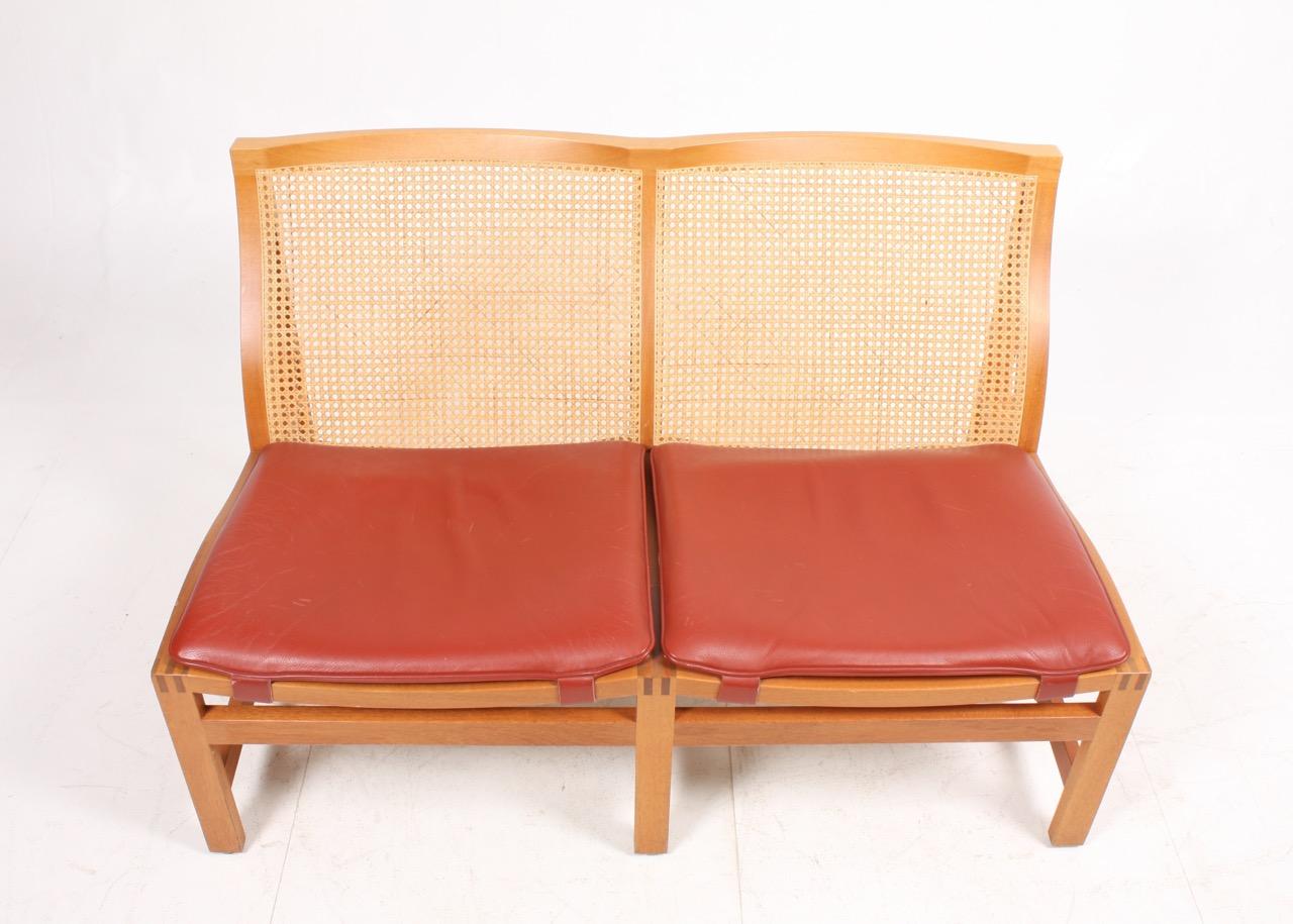 Danish Modern Sofa in Mahogany and Patinated Leather 3