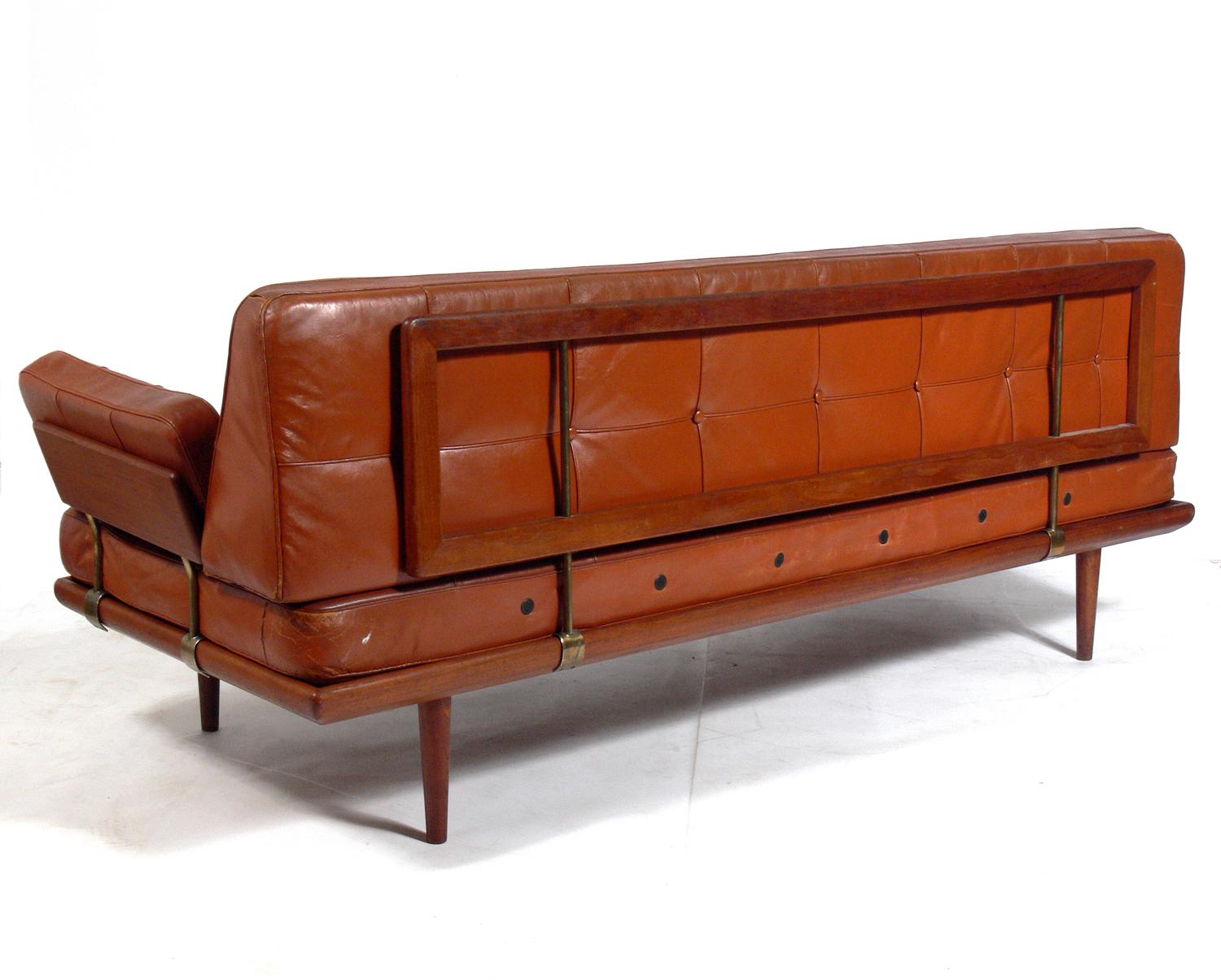 Mid-Century Modern Danish Modern Sofa in Original Cognac Leather by Peter Hvidt